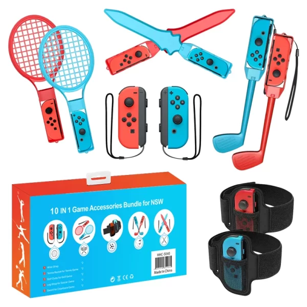 Bundel van 10 Sportaccessoires voor de Nintendo Switch (2024): Familie Kit voor Sportspellen - Compatibel met Nintendo Switch